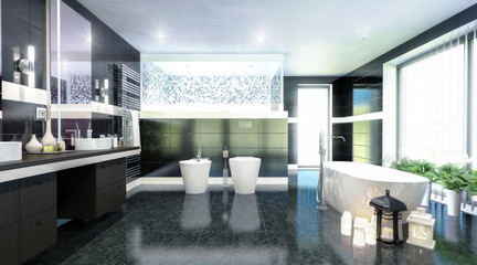 Luxuriöses Badezimmerkonzept - 3D Visualisierung