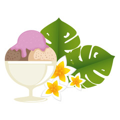exotic and tropical flower and ice cream