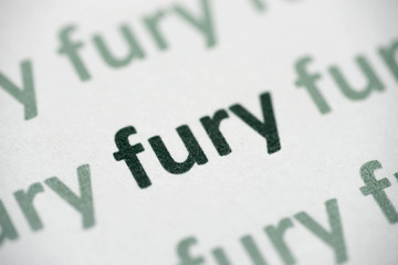 word fury printed on paper macro