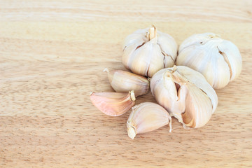 garlic on wooden background