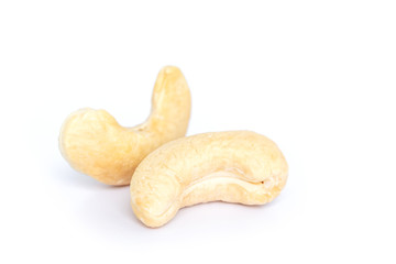 cashews on white background.
