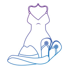 swimsuit female clothes with hat and sandals