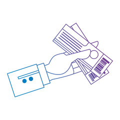 hand with tickets flight