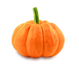 Fresh orange pumpkin isolated on white background, Halloween decorate decoration.