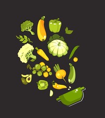 set of fresh vegetables