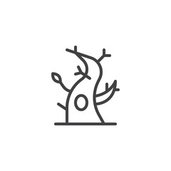 Dry tree with a hollow outline icon. linear style sign for mobile concept and web design. Autumn tree simple line vector icon. Symbol, logo illustration. Pixel perfect vector graphics