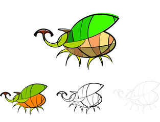 beetle bug vector design template thin line and thick line drawing style illustration logo and general