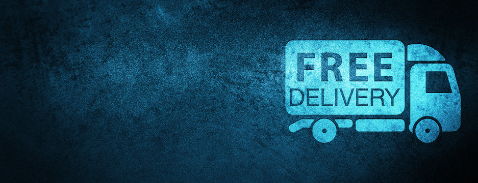 Free delivery truck icon special blue banner background