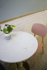 Indoor plant on coffee shop table