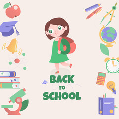 back to school design with icharacter girl