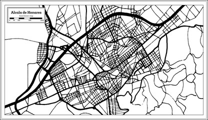 Alcala de Henares Spain City Map in Retro Style.