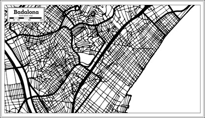 Badalona Spain City Map in Retro Style. Outline Map.