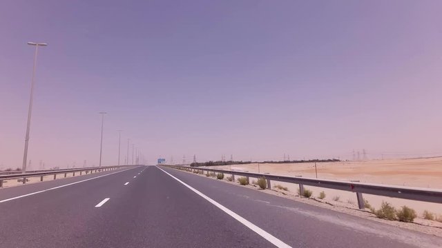 Road from Oasis Liwa to the Abu Dhabi stock footage video