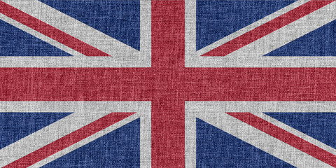Flag of United Kingdom on fabric