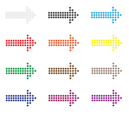 set of dot arrows icon on white background. flat style. set of colored arrows sign. dot arrows for your web site design, logo, app, UI.