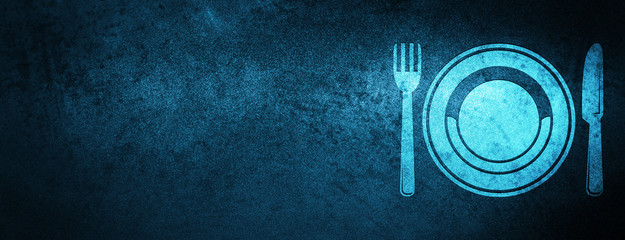 Food plate icon special blue banner background