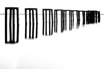 Pillars on the beach