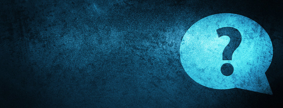 Question mark bubble icon special blue banner background
