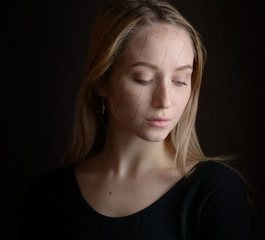 Woman with cracked skin as cosmetic and dehydration effect concept.
