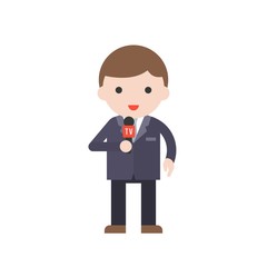 news reporter, cute character professional set, flat design