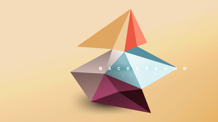 Abstract background - geometric origami style shape composition, triangular low poly design concept. Colorful trendy minimalistic illustration