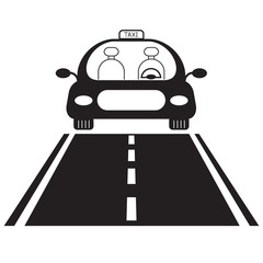 vector icon of luxury taxi run on road or avenue, vehicle or automobile for transportation