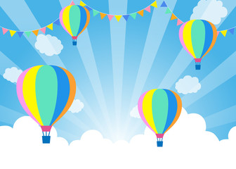 青空に気球｜背景イラスト