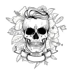 Angry skull with hairstyle