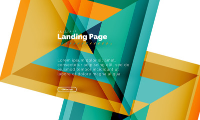Square shape geometric abstract background, landing page web design template