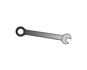 Wrench spanner and Service Tools icon. Gear and Wrench pictograph. Options and settings icon.