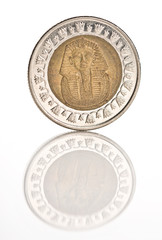 One Egyptian pound coin. Isolate on white background