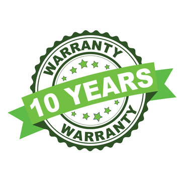 Green rubber stamp with 10 years warranty concept
