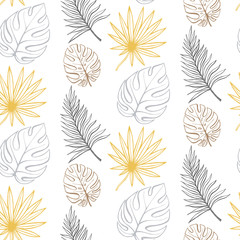 Line Art Floral Spring Seamless Pattern Background