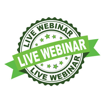 Green rubber stamp with Live webinar concept