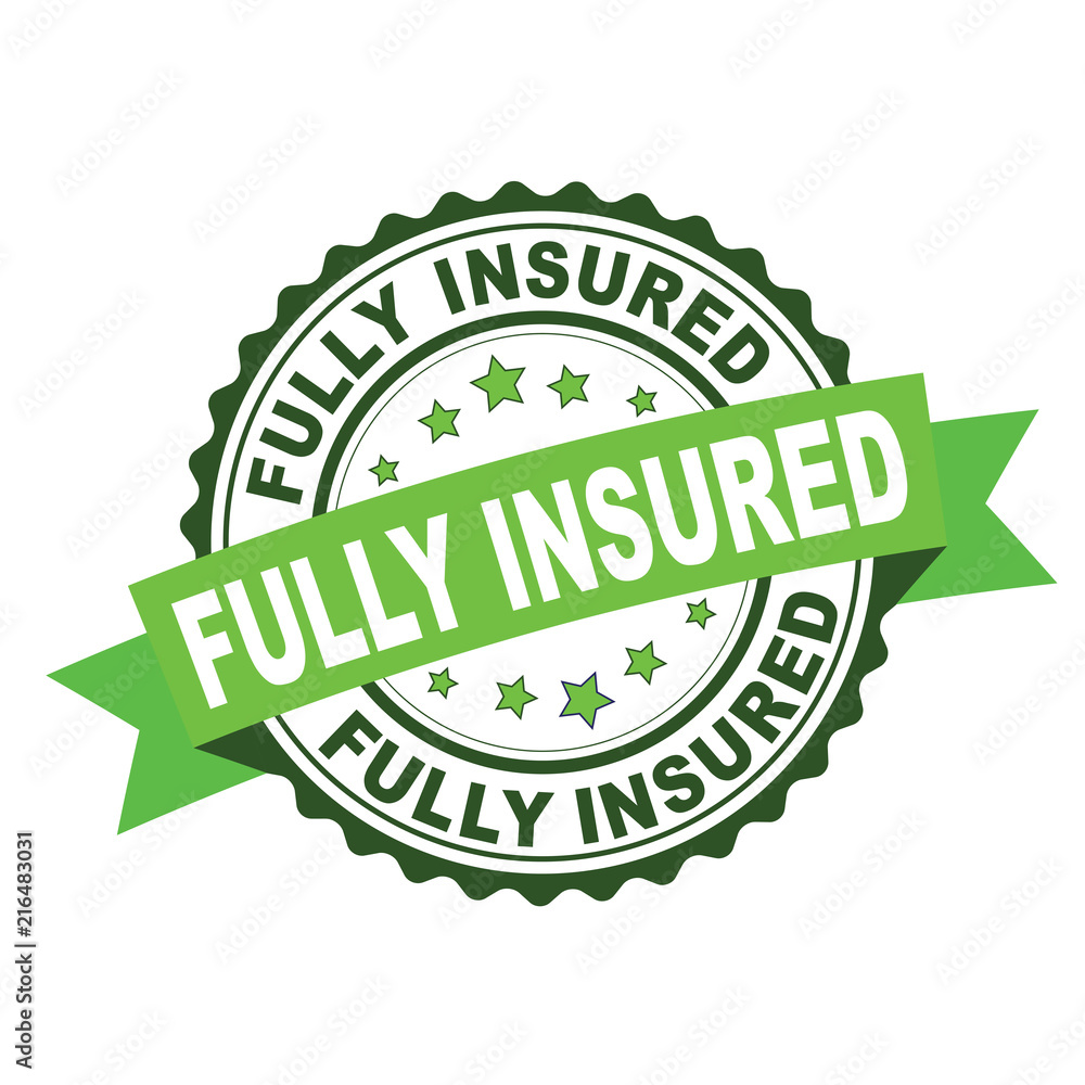 Canvas Prints green rubber stamp with fully insured concept