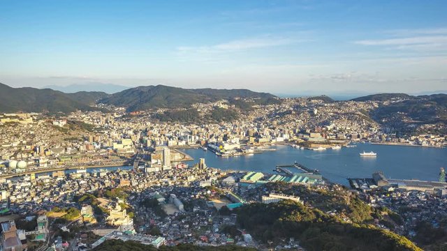 Nagasaki city skyline in Nagasaki, Japan timelapse 4K
