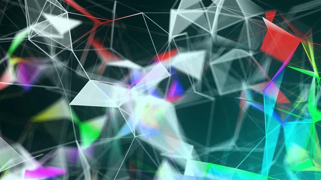 Abstract triangulation plexus with connections in space, background with connecting dots and lines, 3d render