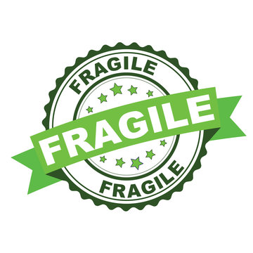 Green rubber stamp with fragile concept