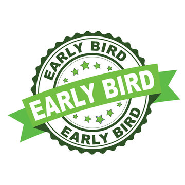 Green rubber stamp with early bird concept