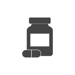Pharmaceutical drugs and medicine tablets in bottle