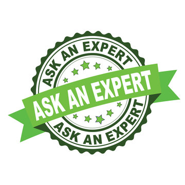 Green rubber stamp with ask an expert concept