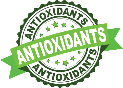 Green rubber stamp with antioxidants concept