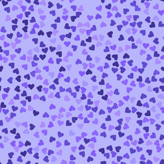 Glitter seamless texture. Actual purple particles. Endless pattern made of sparkling hearts. Pretty 
