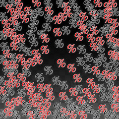 Vector Red Percentage Sign Confetti on Transparent. Percent Sale Background. Business, Economics, Finance Print. Discount Illustration. Promotion Poster. Black Friday Banner. Special offer Template.