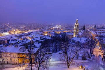 Obraz premium Architecture of Przemysl at night