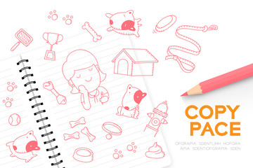 Obraz premium Notebook with kid girl hand drawing set, Imagine of Future Occupation 