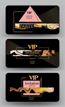 Vip invitation cards with abstract design elements. Vector illustration