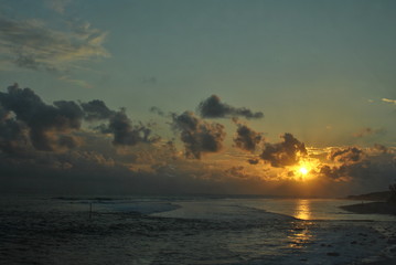 Sunset in Reunion island. Cloudcape.