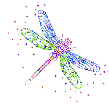 Bright Abstract Dragonfly. Bubbles design. Beauty.