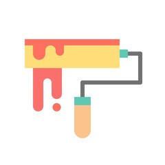 paint roller, cleaning and laundry service related flat icon set